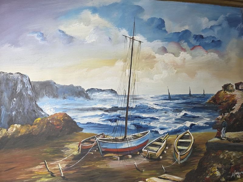 Pintura al óleo firmada de Moreira enmarcada - imagen 5