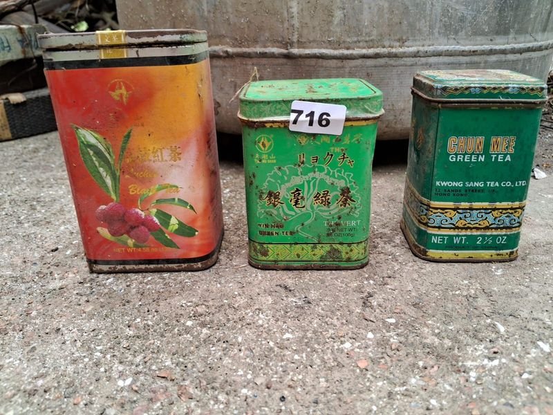 Latas de té antiguas prismaticas - imagen 2