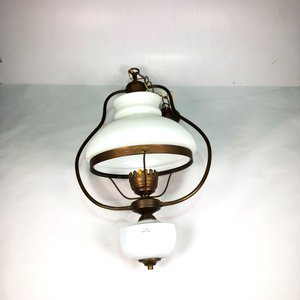 Colgante de Vidrio Opalino y Metal Bronceado Estilo Vintage - imagen 4