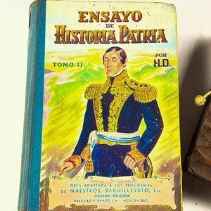 Lote de 4 piezas: 2 libros "Ensayo de Historia Patria", organizador de madera y cartel "Martín Fierro" - imagen 3