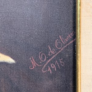 Cuadro al óleo: Retrato de anciano con pañuelo, firmado M.G. de Oliveira (1915) - imagen 3