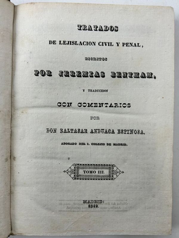 Tratados de legislación civil y penal de Jeremias Bentham - Madrid 1841 - imagen 5