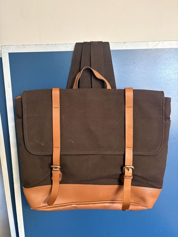 Mochila Marrón de Lona y Cuero - imagen 1