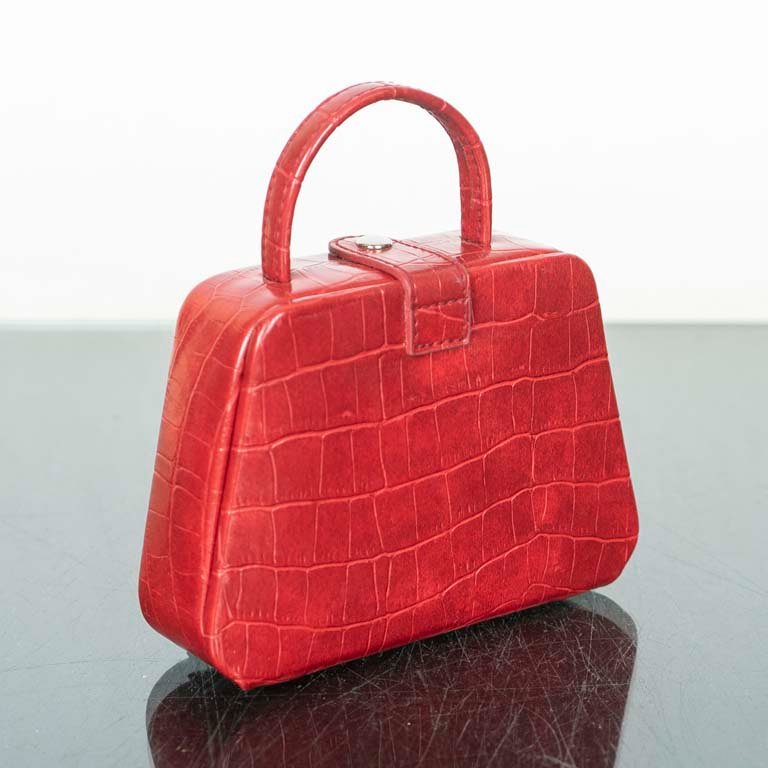 Alhajero Rojo de Cuero con Espejo Interior