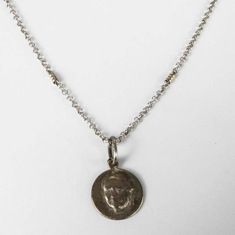 Cadena con Colgante de Plata y Oro con Rostro