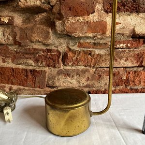 Lámpara de Bronce Antigua con Fanal de Vidrio Esmerilado - imagen 2