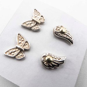 Dos Pares de Tornillos de Plata con Diseño de Mariposa y Alas - imagen 2