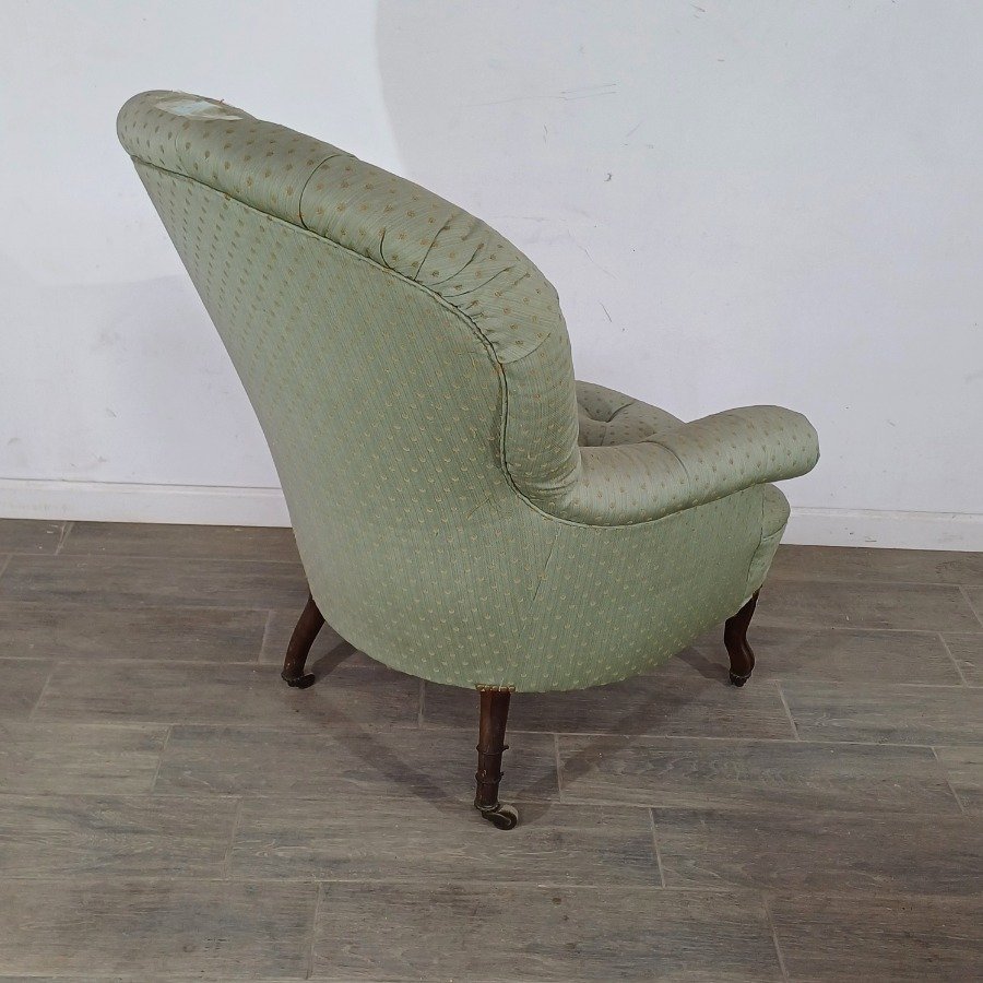 Sillón cixtoriano tapizado en tela capitoneada - imagen 5