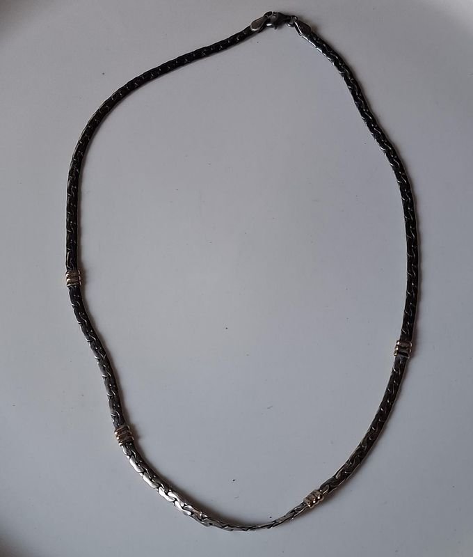 Cadena de plata con anillos larga - imagen 4