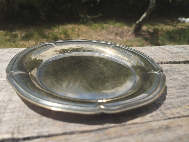 Plato en bronce pulido - Plato de plata con borde de oro - imagen 2