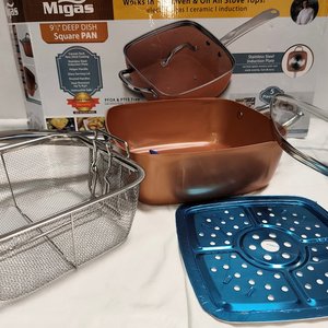 Olla/Sartén Cuadrada Antiadherente con Canasto Fritador y Tapa de Vidrio - imagen 5