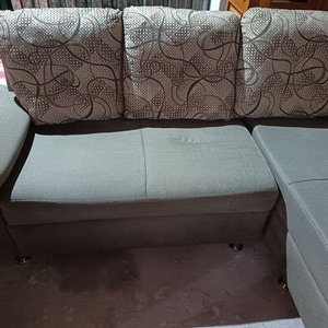 Juego de Living en L Gris con Estampado Geométrico - imagen 2