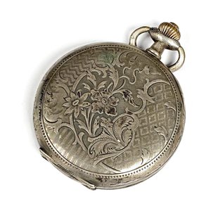 Reloj de Bolsillo Juvenia Caja de Plata con Grabados Florales - imagen 5
