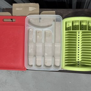 Tabla de Cocina Roja, Escurridor y Organizador de Cubiertos - imagen 2