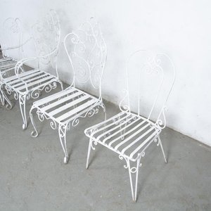Butaca y Tres Sillas de Jardín de Hierro Forjado Blanco - imagen 3