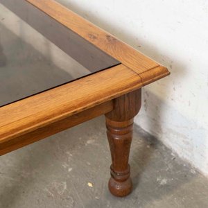 Mesa de Roble Rectangular con Tapa de Vidrio Color y Detalles de Lustre - imagen 3