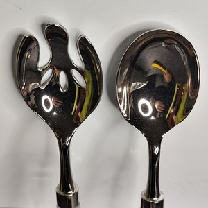 Juego de Cubiertos para Ensalada de Acero Inoxidable y Cristal Tallado - imagen 3