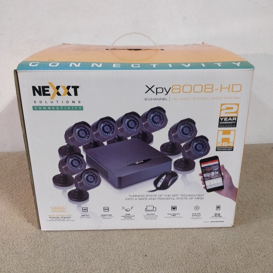 Lote siguiente: Sistema de video vigilancia NEXXT XPY8008 HD DVR y 8 cámaras