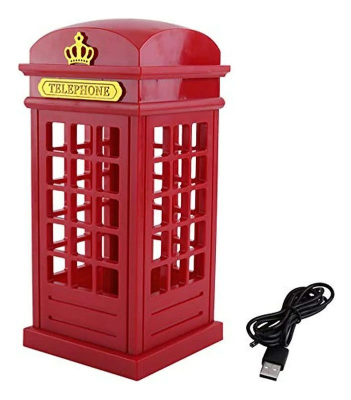 Lámpara Táctil Teléfono Público Inglés Roja con Carga USB
