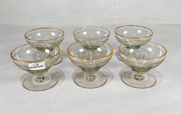 Seis Copas de Cristal Hialino con Borde Dorado para Postre - imagen 1