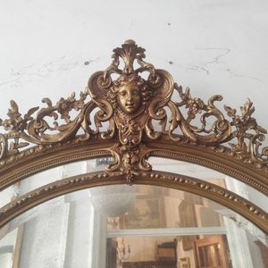 Espejo Oval Estilo Napoleón III Dorado con Adornos Florales y Rostro - imagen 2