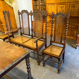 Mesa de Comedor Antigua con Sillas Estilo Luis XV - imagen 8