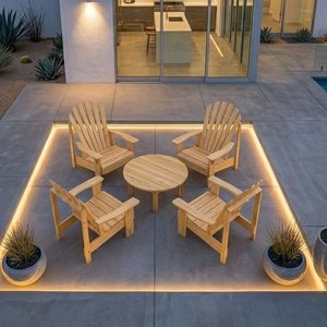Juego de Mesa Ratona y 4 Bancos de Madera para Exterior - imagen 2