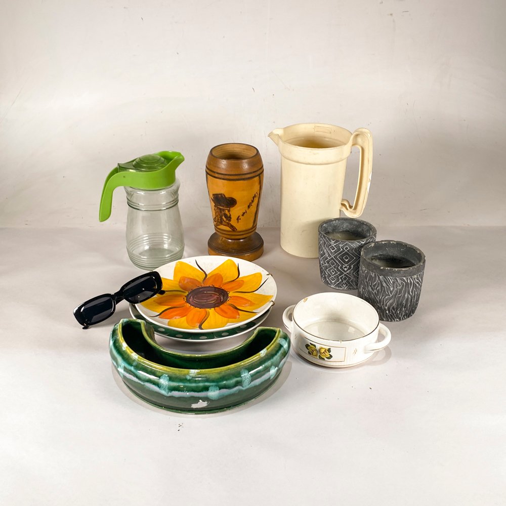 Jarra, Platos, Recipientes y Adornos Varios