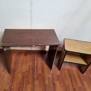 Juego de 2 Mesas Auxiliares, Tono Castaño Oscuro y Madera Clara - imagen 2