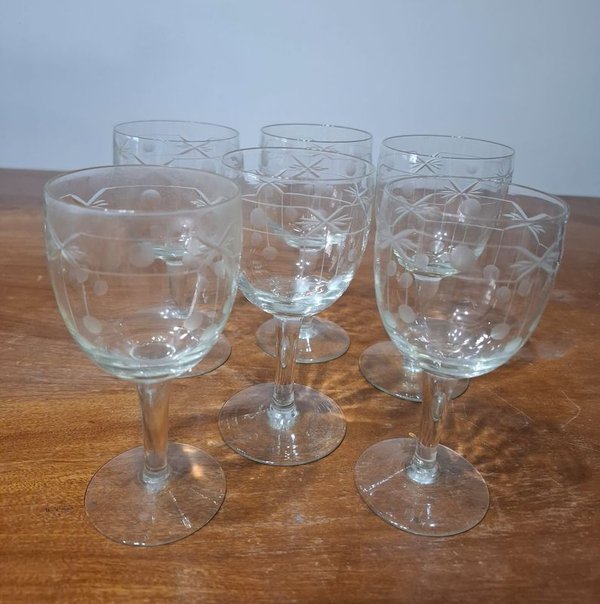Set de 6 Copas de Cristal Tallado para Vino - imagen 1