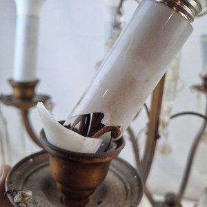 Araña de Techo Antigua Hierro Forjado y Cristal de Roca - imagen 5