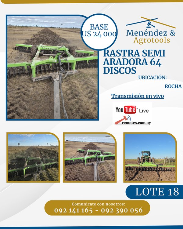 Rastra Semi Aradora Menéndez & Agrotols con 64 Discos - imagen 1