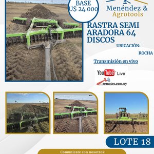 Lote anterior: Rastra Semi Aradora Menéndez & Agrotols con 64 Discos