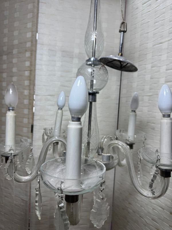 Lámpara de cristal artesanal checoslovaca - imagen 7