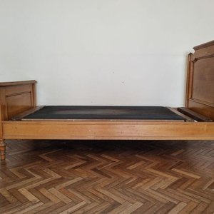 Antigua Cama Luis XVI Una Plaza Madera Noble con Elástico Tejido - imagen 2