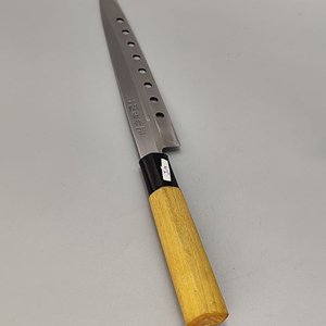 Cuchillo Profesional para Sushi Japonés, Hoja Larga Perforada de Acero Inoxidable y Mango de Madera - imagen 6