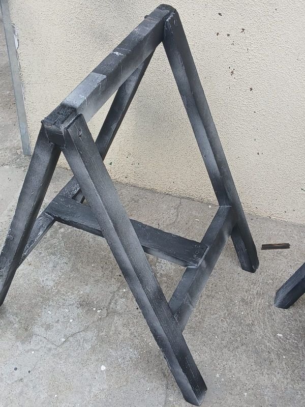 Juego de 2 Caballetes de Madera con Tapa para Mesa de Trabajo