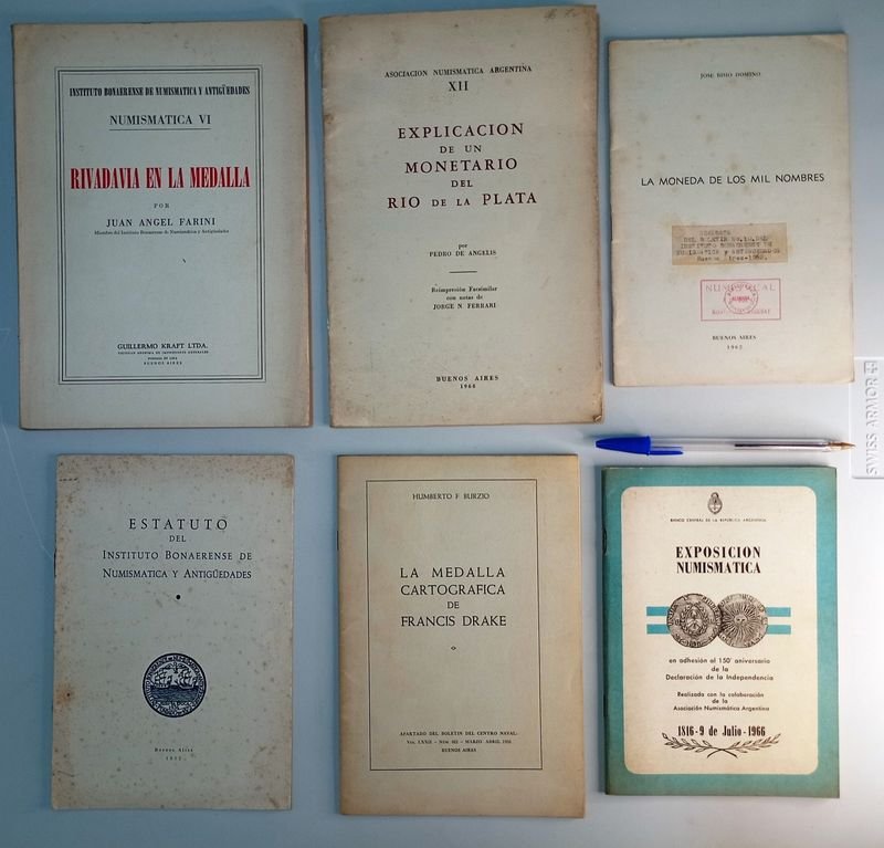 Lote de 6 Publicaciones Numismáticas Argentinas (Años 50s-60s)