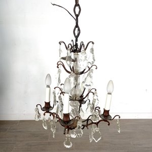 Araña Versalles Antigua con Columna de Vidrio y 4 Luces - imagen 2