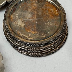 Lote de Bandejas y Platos de Metal Plateado Estilo Antiguo - imagen 7