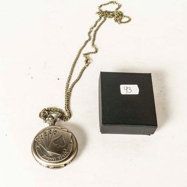 Reloj de Bolsillo Metálico "Royal Flush" - Funciona