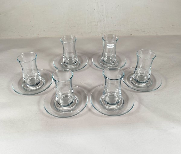 Juego de 6 Vasos y Platos de Vidrio Hialino Estilo Turco - imagen 1