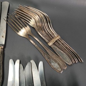 Juego de 122 Cubiertos Antiguos "Józef Fraget" Enchapados en Plata - imagen 16