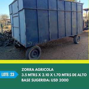 Lote anterior: Zorra Agrícola Metálica con Base y Techo, 3.5 Mts Largo