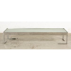 Mesa Ratona Rectangular Vidrio Opalino y Base Cromada - imagen 1