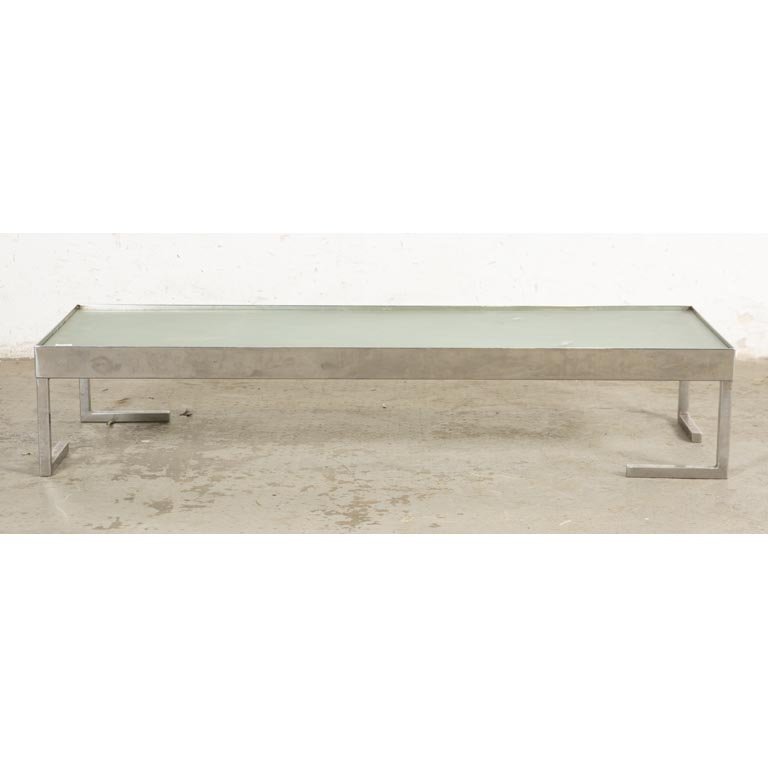 Mesa Ratona Rectangular Vidrio Opalino y Base Cromada