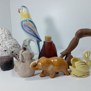 Lote de Figuras Decorativas de Animales: Búho, Elefante, Cisne, Loro y Tucán - imagen 2