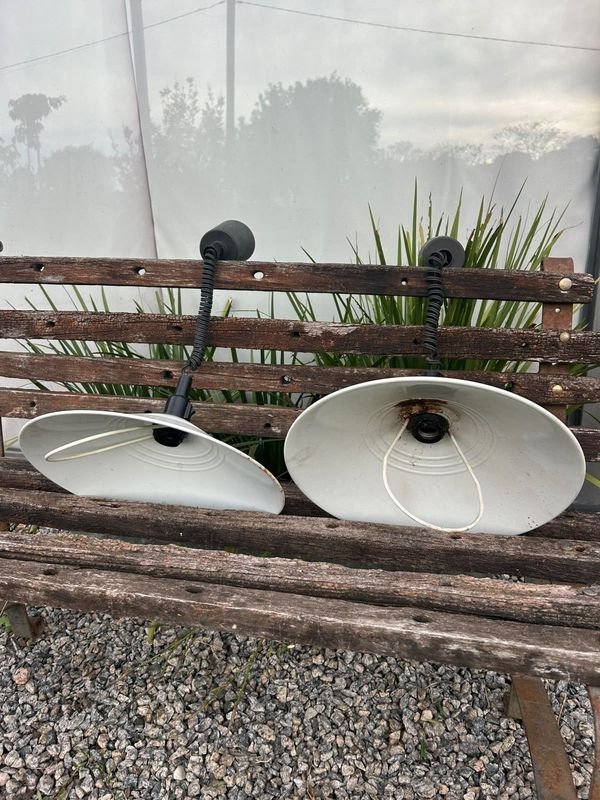 2 Lámparas Galponera Industriales Blancas 38cm Diámetro