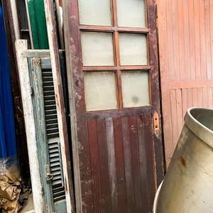 Puerta Interior Madera Oscura con Vidrio y Hoja de Madera - imagen 2