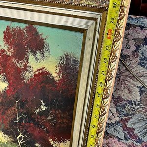 Óleo Paisaje Lacustre con Casa y Arboleda, Gran Formato, Firmado - imagen 6